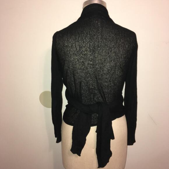 Acrobat Black 100% Linen Tie Front Sweater Jacket OS - Picture 6 of 10